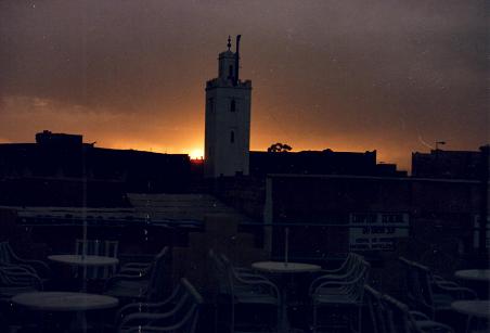 Sunset on the Place of Djemáa el Fna in Marrakech 