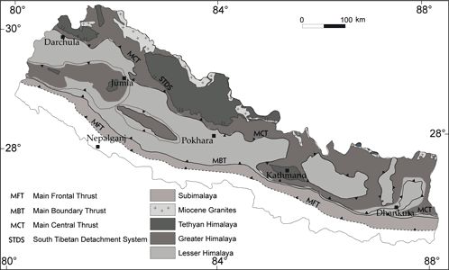 Geological Map Of Nepal Geology Of Nepal Himalayas And Geological Maps Of Nepal