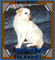 Lacey Belle's Excellent Pet Site Award