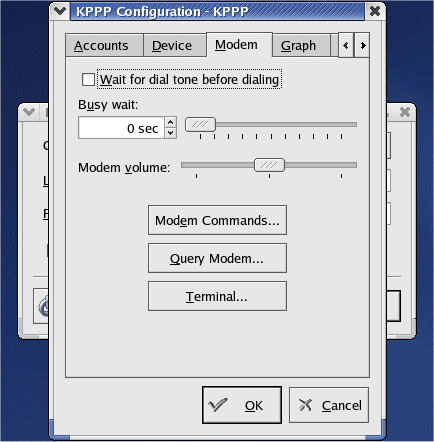 the Modem Commands Button