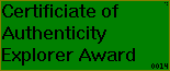 Certificate of Authenticity Explorer Award